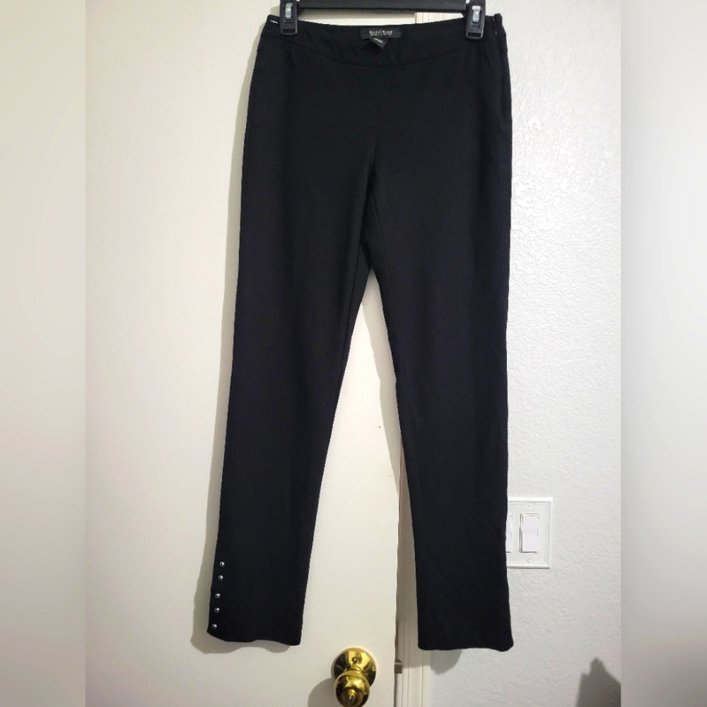 Black Slim Fit Pants with Button Detail